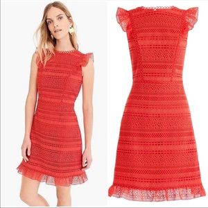 J. Crew Cap Sleeve Ruffle Lace Dress